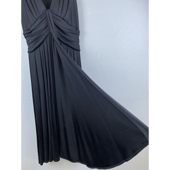 Vintage Diane Von Furstenberg Sz 4Stretch Black Ponte Blk Drape Empire Ptd Waist - Picture 4 of 14